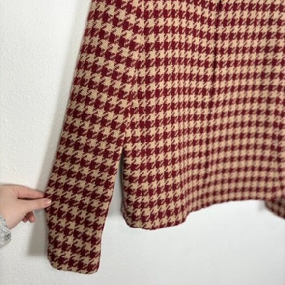 Jones New York Size: 14 VTG Red and Tan Houndstooth Jacket Wool and Alpaca Blend - Picture 6 of 11